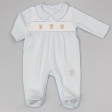 C12063: Baby Boys Smocked Cotton  All In One  (0-9 Months)